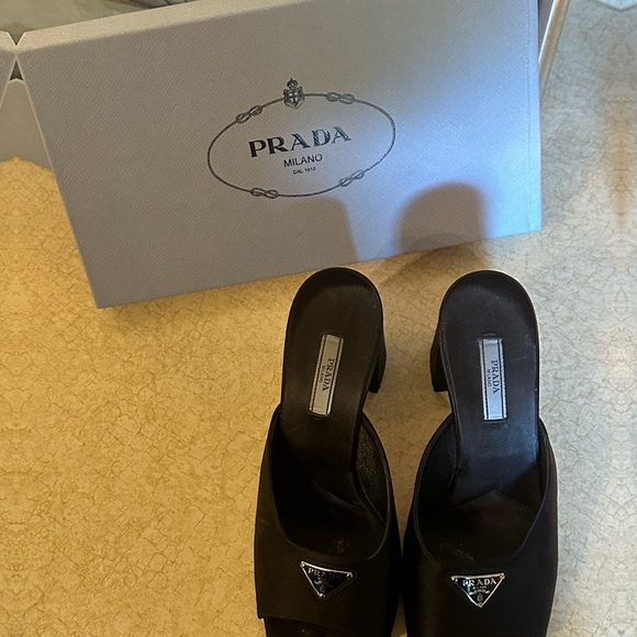 Black Prada Satin Sandal Heels - 38.5/8.5 - Picture 6 of 6